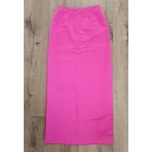 Vtg ZUM ZUM Barbiecore Pink Silky Shiny Satin Maxi Skirt High Side Slit 5/6 NWOT